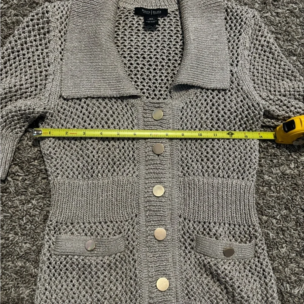 White House Black Market Beige Cardigan with Gold Buttons